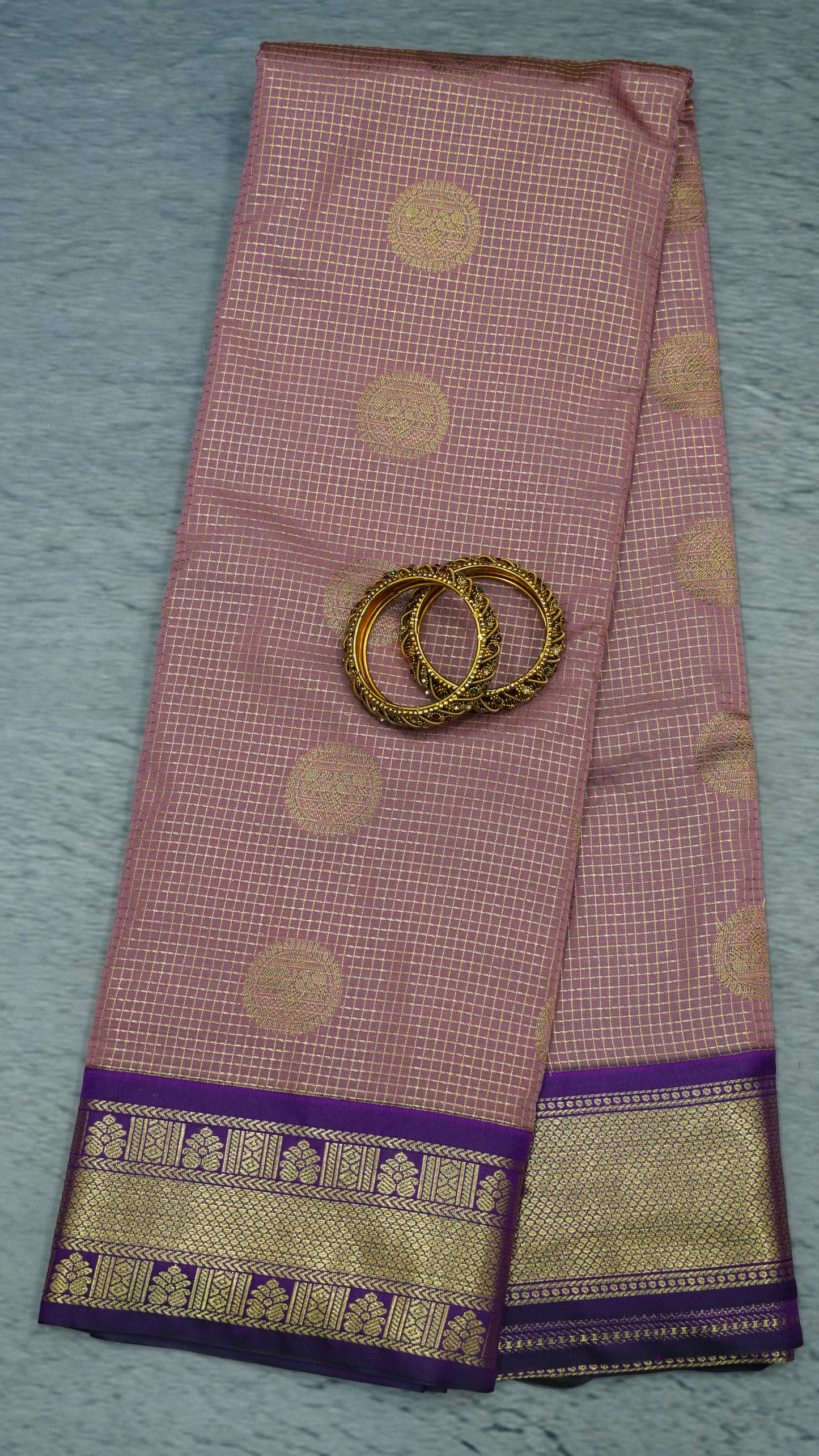 Semi Kanjivaram Silk Saree - Dusky Rose
