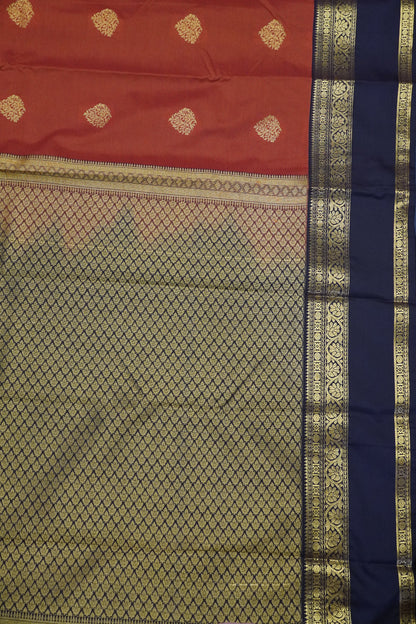 Semi Silk Saree - Rust Orange