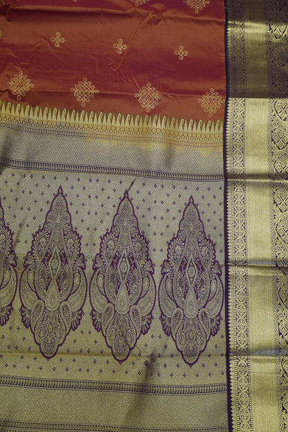 Semi Silk Saree - Kolam Rust Orange