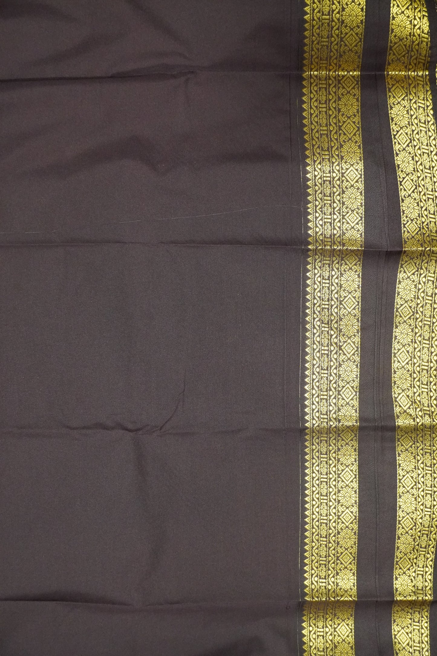 Semi Silk Saree - Orange - Brown