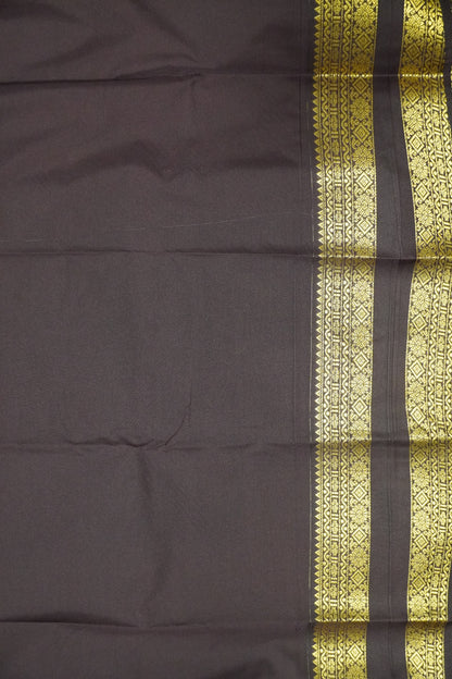Semi Silk Saree - Orange - Brown