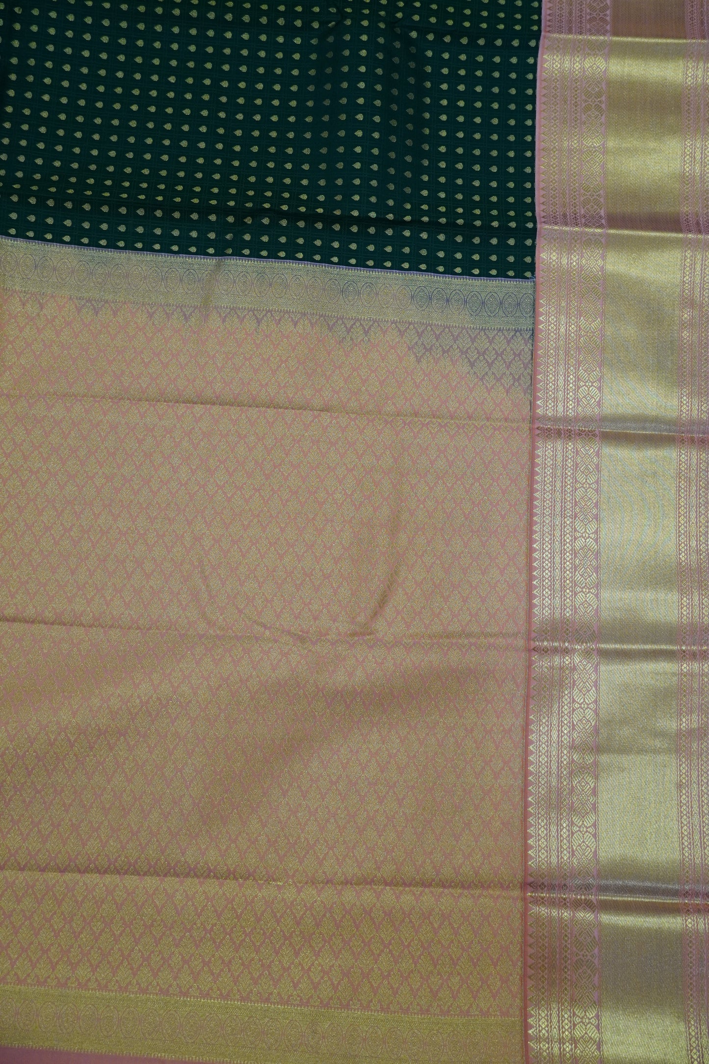Semi Silk Saree - Dark Green