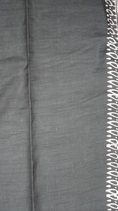 Semi Bhagalpur Tussar Saree-Pale Orange Block Print