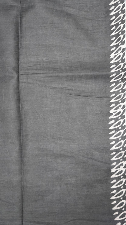 Semi Bhagalpur Tussar Saree-Sea Green Block Print -