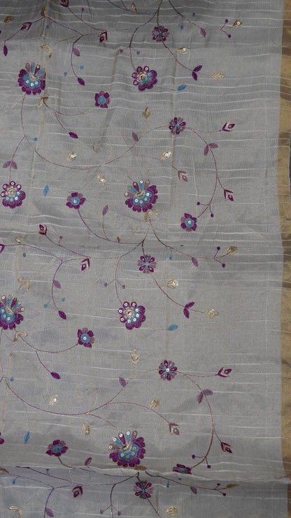 Khadi Cotton Saree-Purple Plain