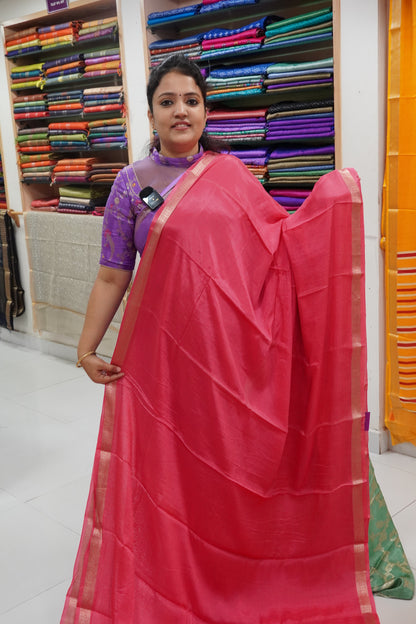 Semi Mysore Silk Saree-Pink
