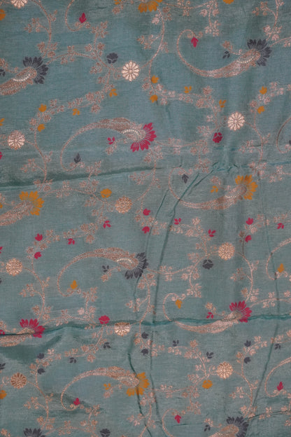 Semi Mysore Silk Saree-Baby Blue with Small Border
