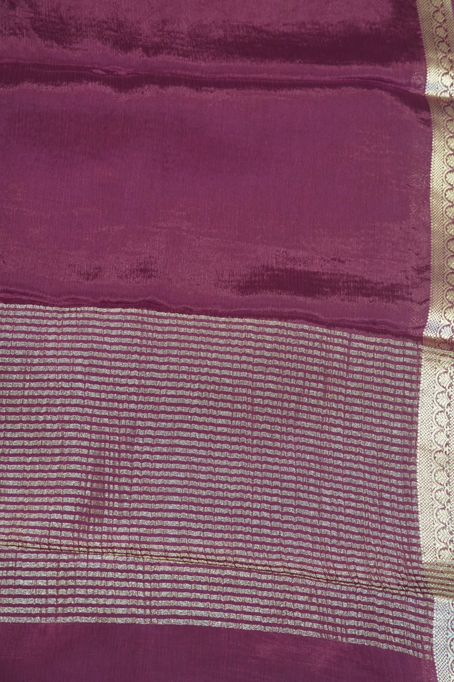 Semi Mysore Silk Saree-Maroon with Small Border