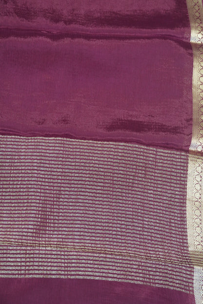 Semi Mysore Silk Saree-Maroon with Small Border