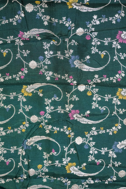 Semi Mysore Silk Saree-Bottle Green with Small Border