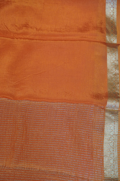 Semi Mysore Silk Saree-Orange with Small Border