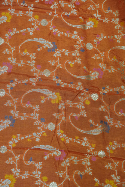 Semi Mysore Silk Saree-Orange with Small Border