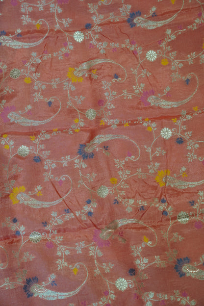 Semi Mysore Silk Saree-Peach with Small Border