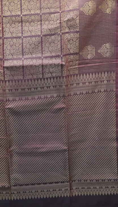 Pure Soft Silk Saree -Brown Zari lines
