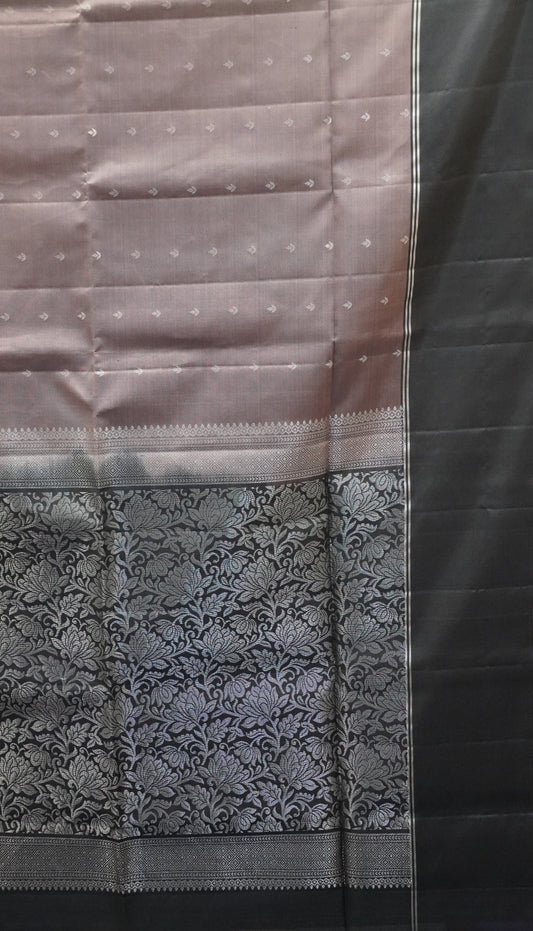 Pure Soft Silk Saree -Grey Black