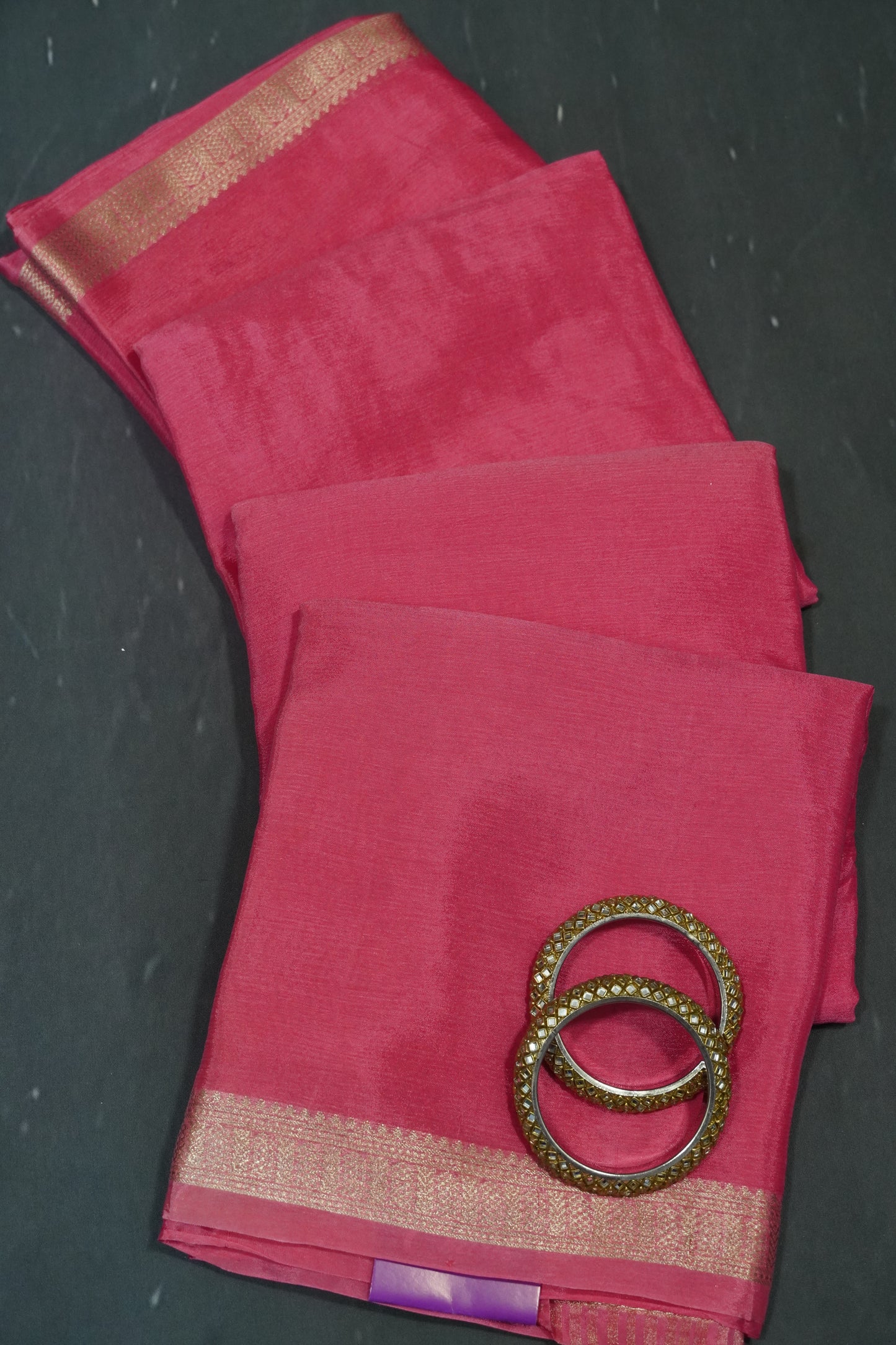 Semi Mysore Silk Saree-Pink