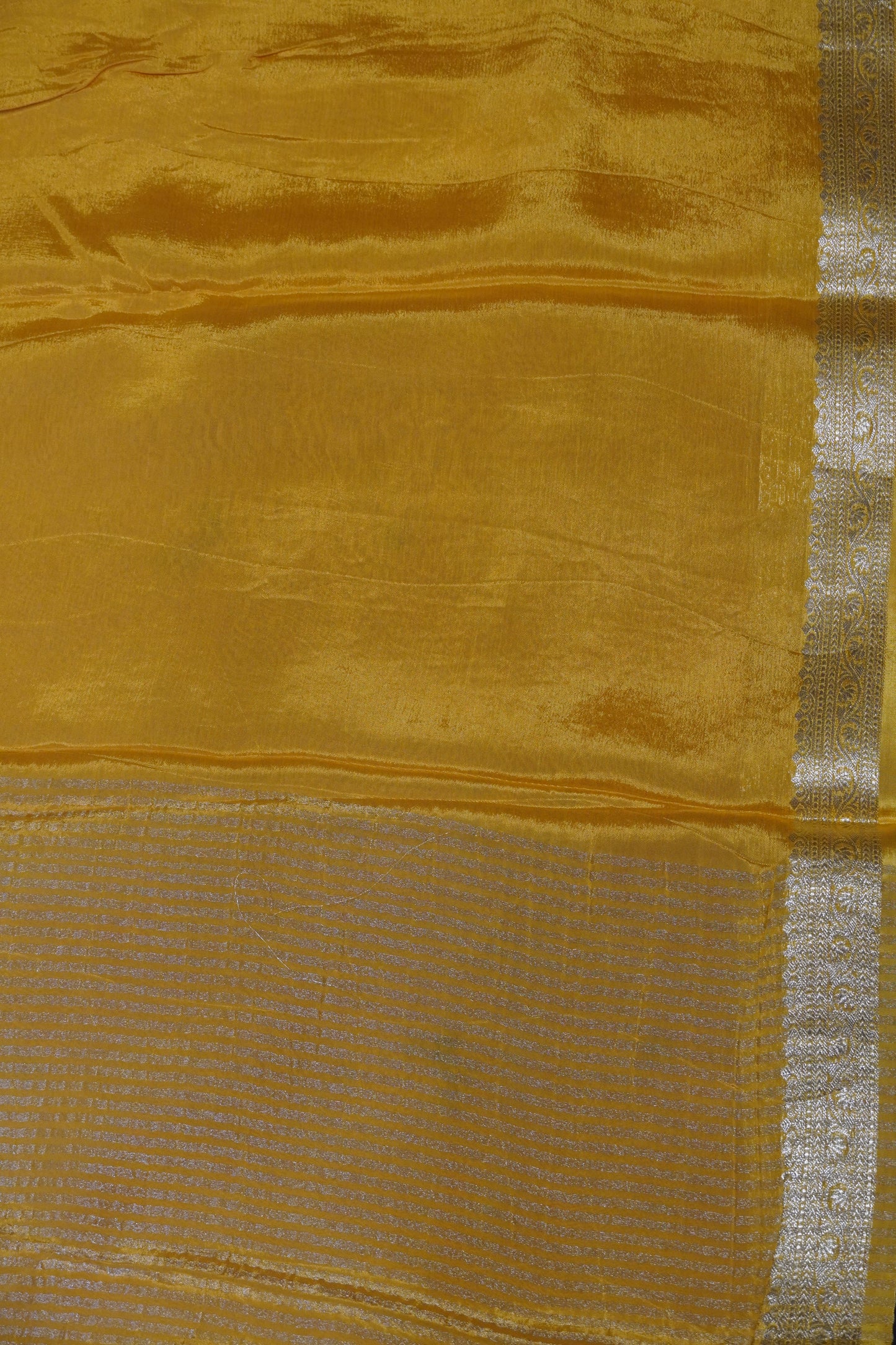 Semi Mysore Silk Saree-Mango Yellow