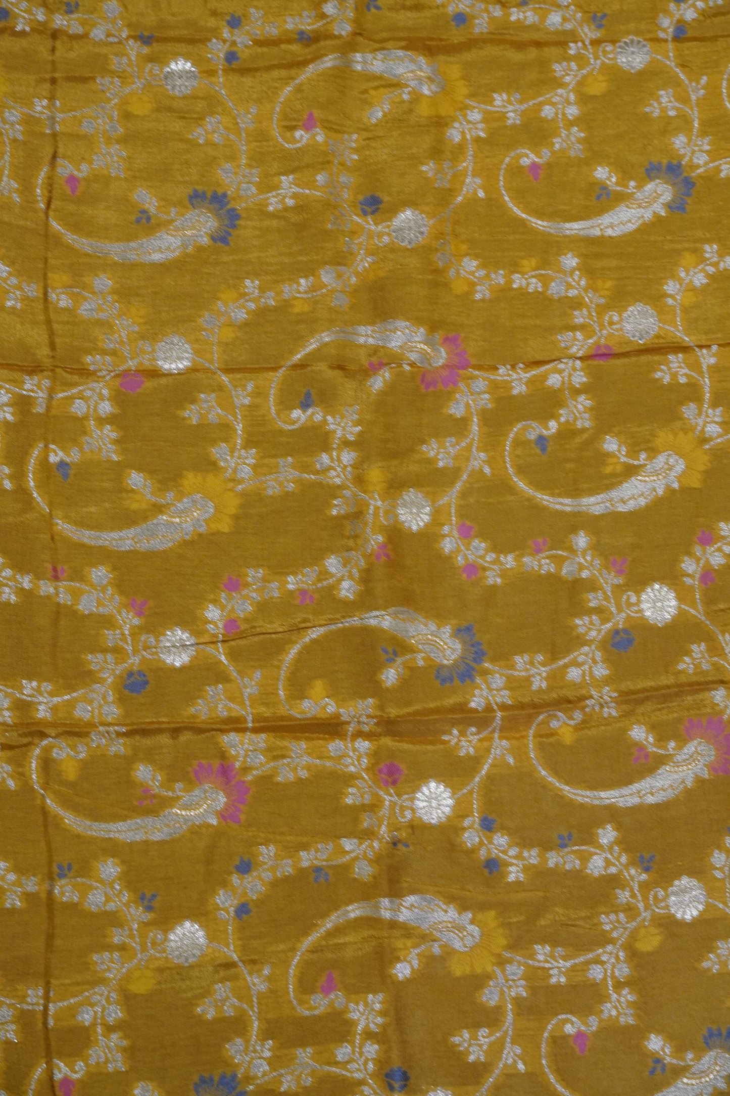 Semi Mysore Silk Saree-Mango Yellow