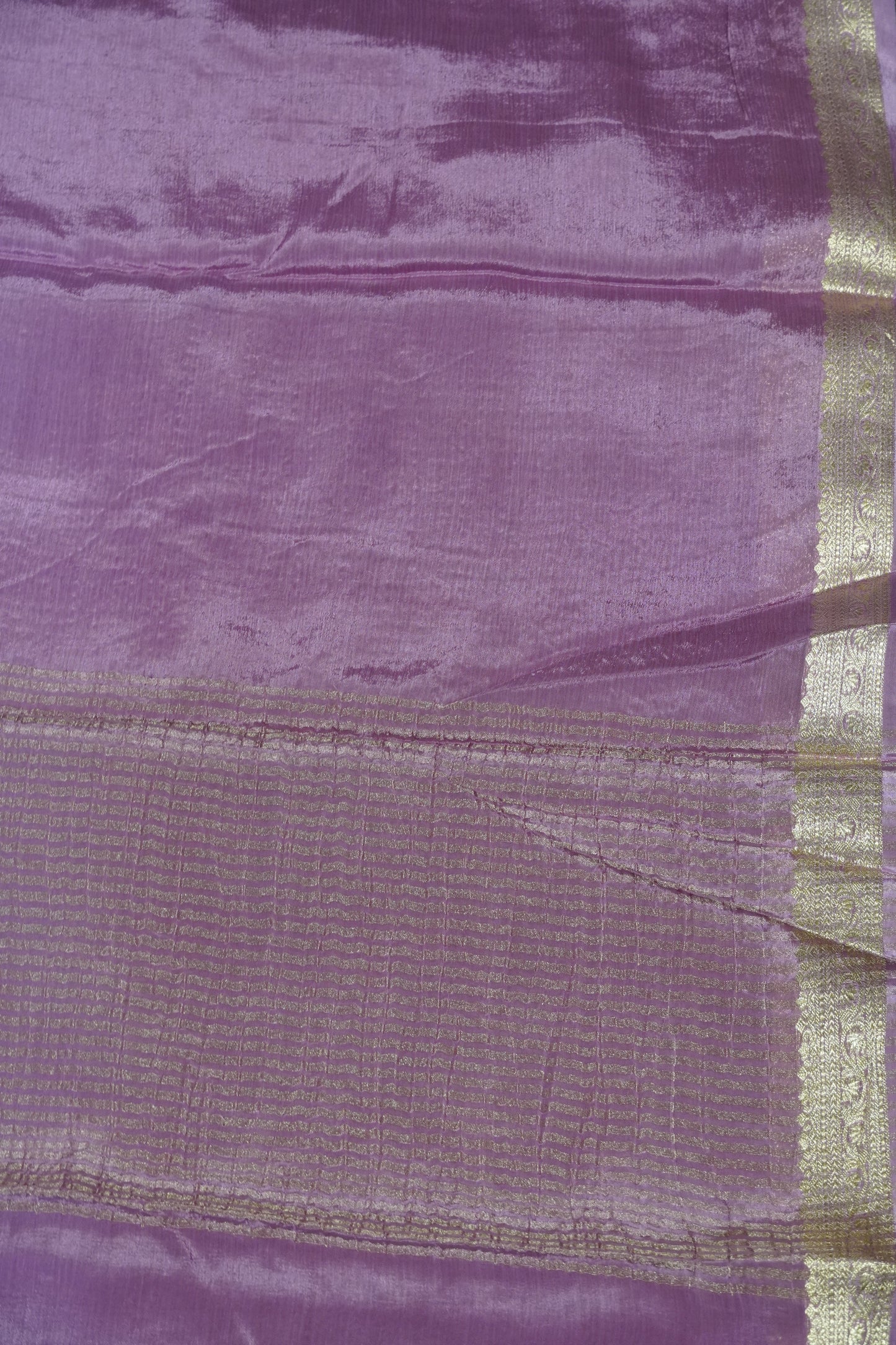 Semi Mysore Silk Saree-Lavender with Small Border