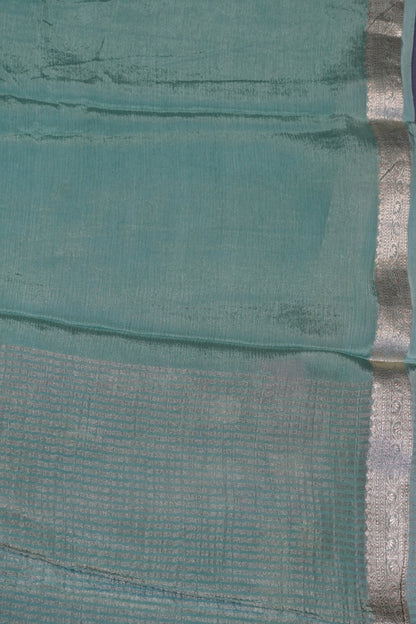 Semi Mysore Silk Saree- Sea Green with Small Border