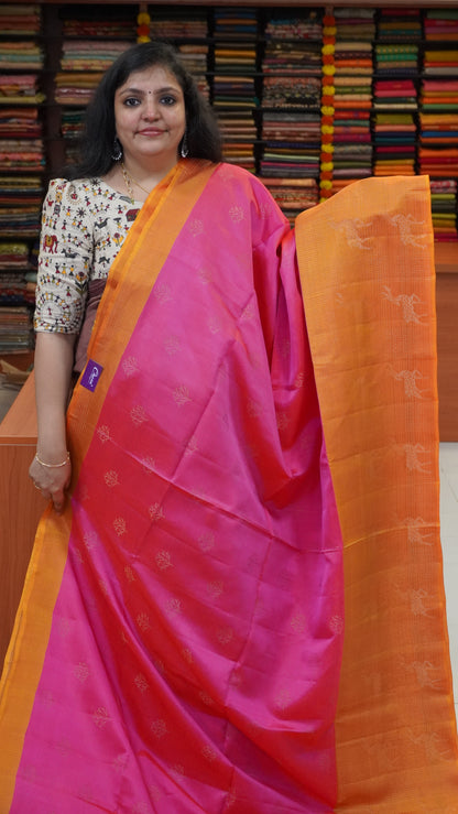 Pure Soft Silk Saree Pink to Orange