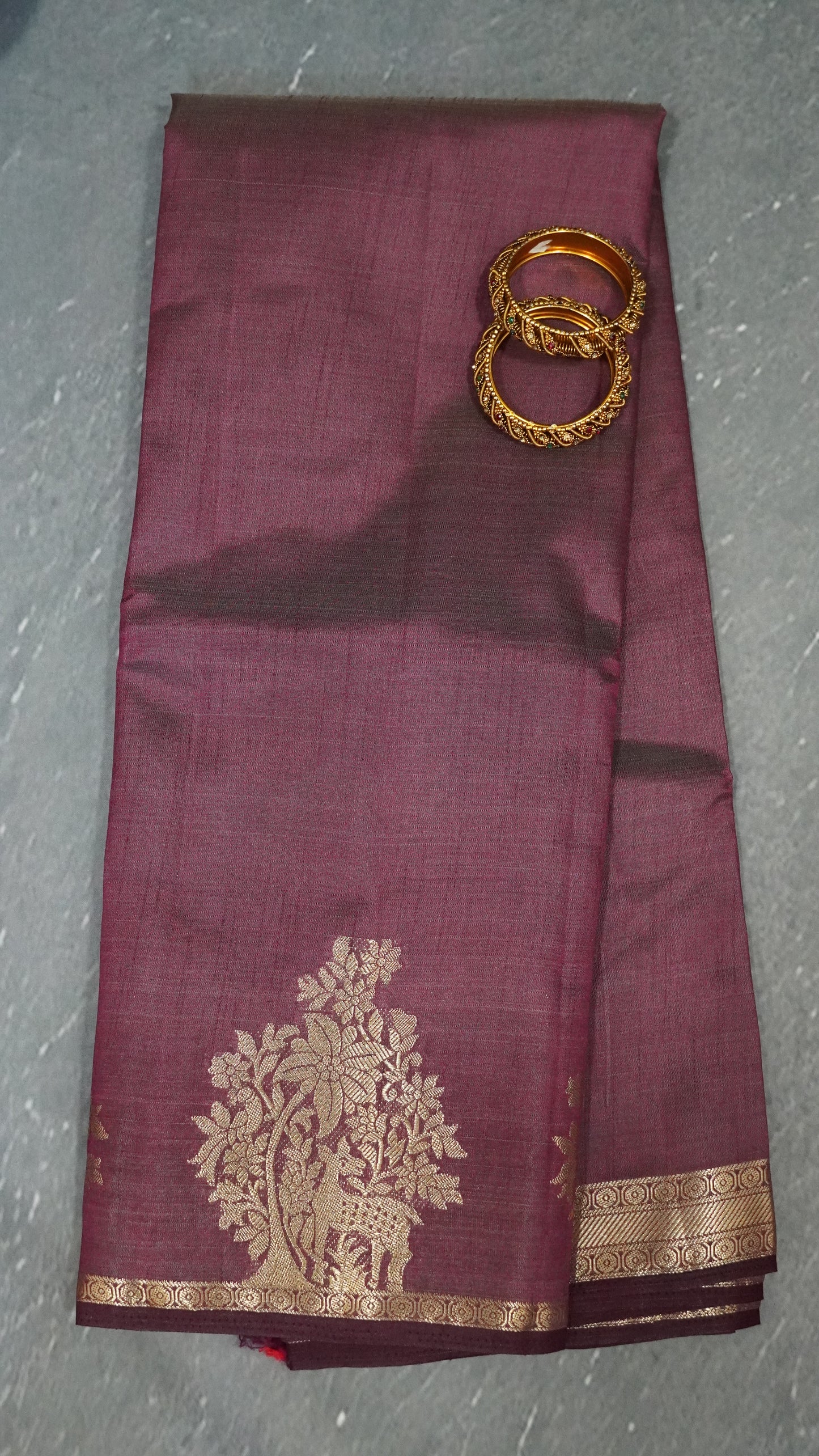 Semi Tussar Saree -Arakku Deer Small Border