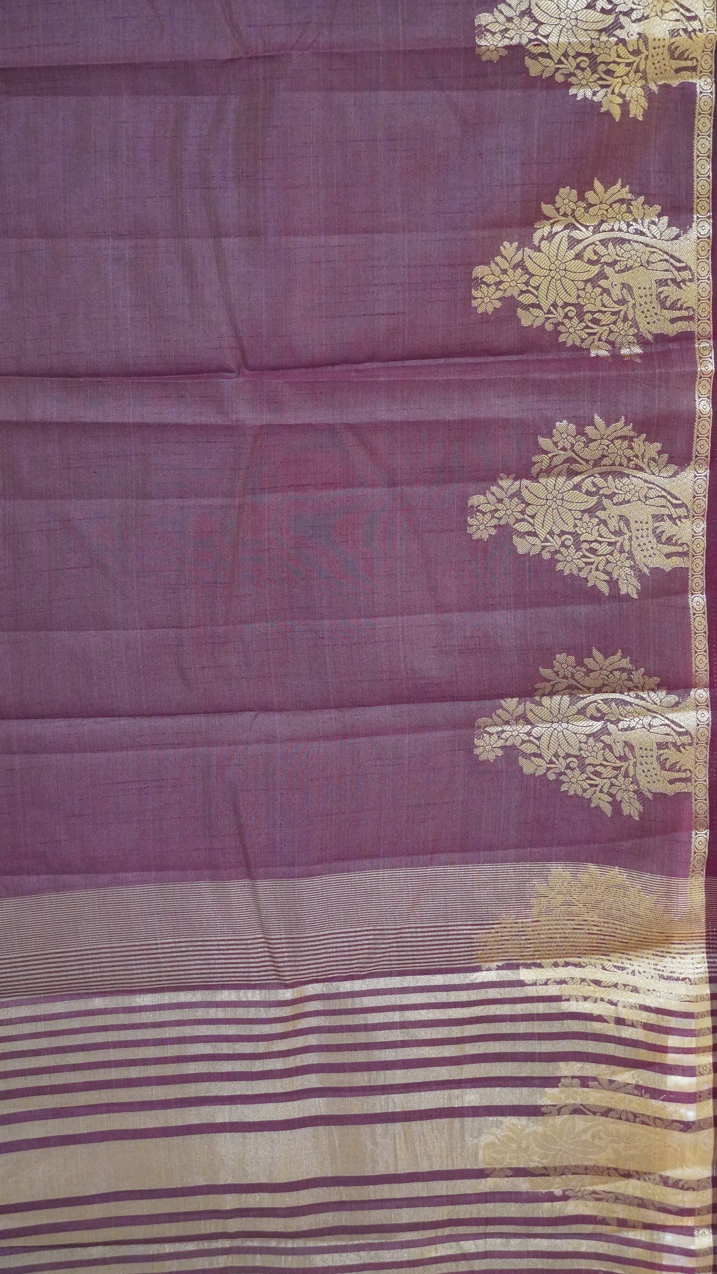 Semi Tussar Saree -Arakku Deer Small Border