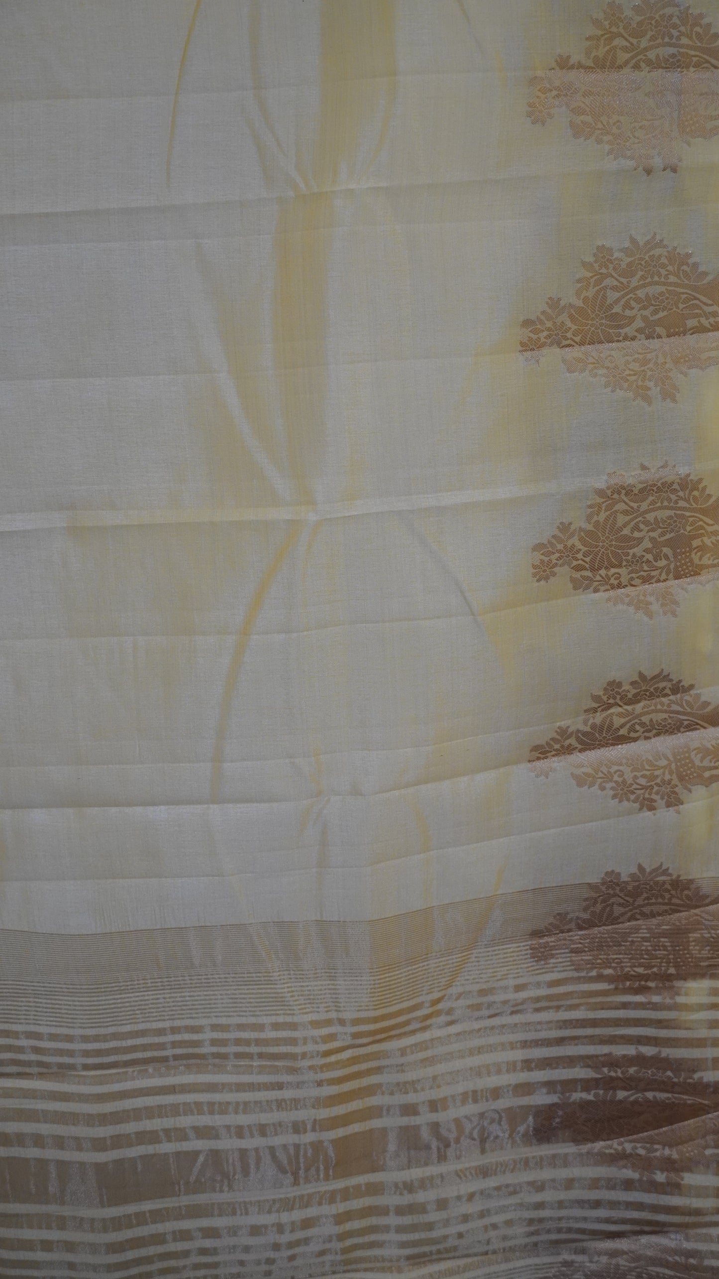 Semi Tussar Saree -Off White Deer Small Border