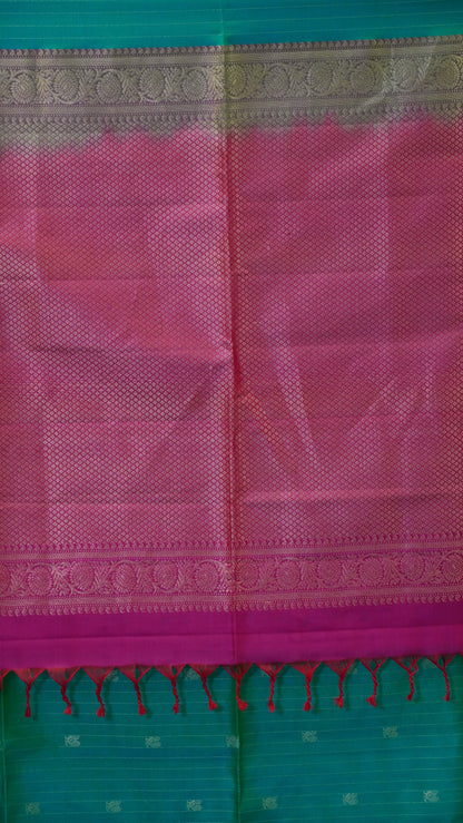 Pure Soft Silk Saree Teal Green to Pink