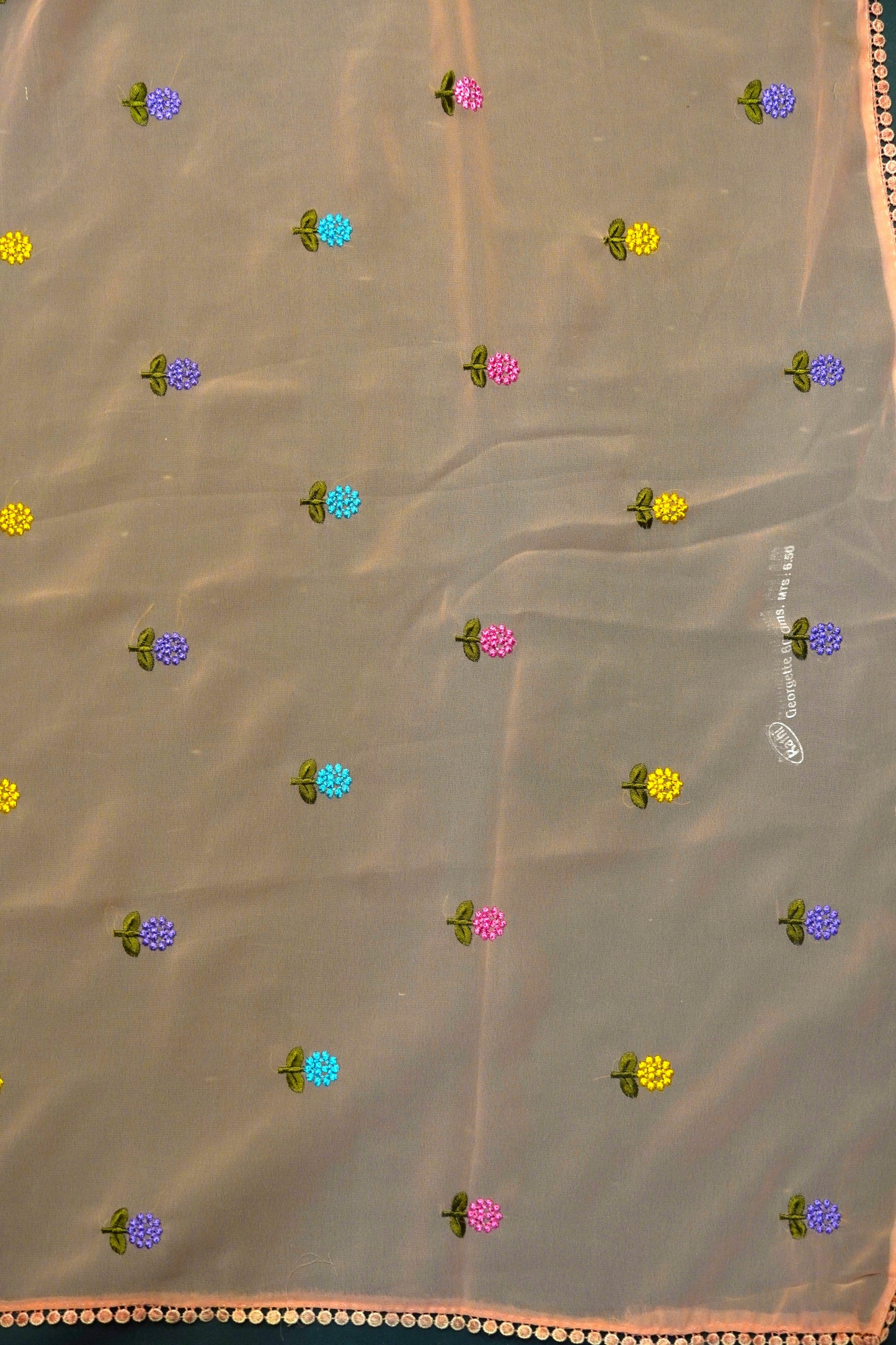 Georget Saree - Round Tread Work Orange