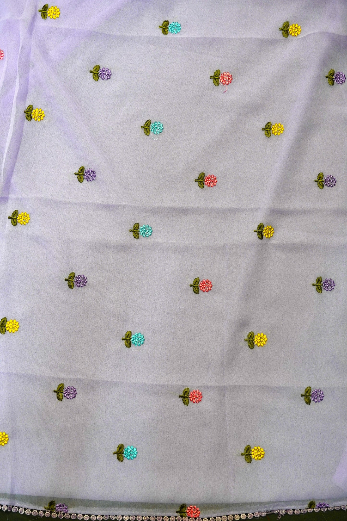 Georget Saree - Round Tread Work Lavender