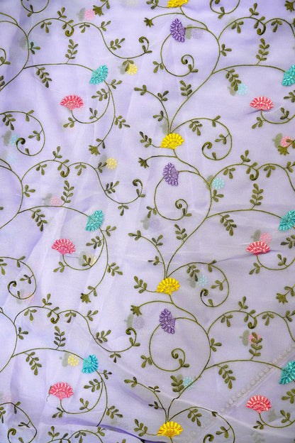 Georget Saree - Round Tread Work Lavender