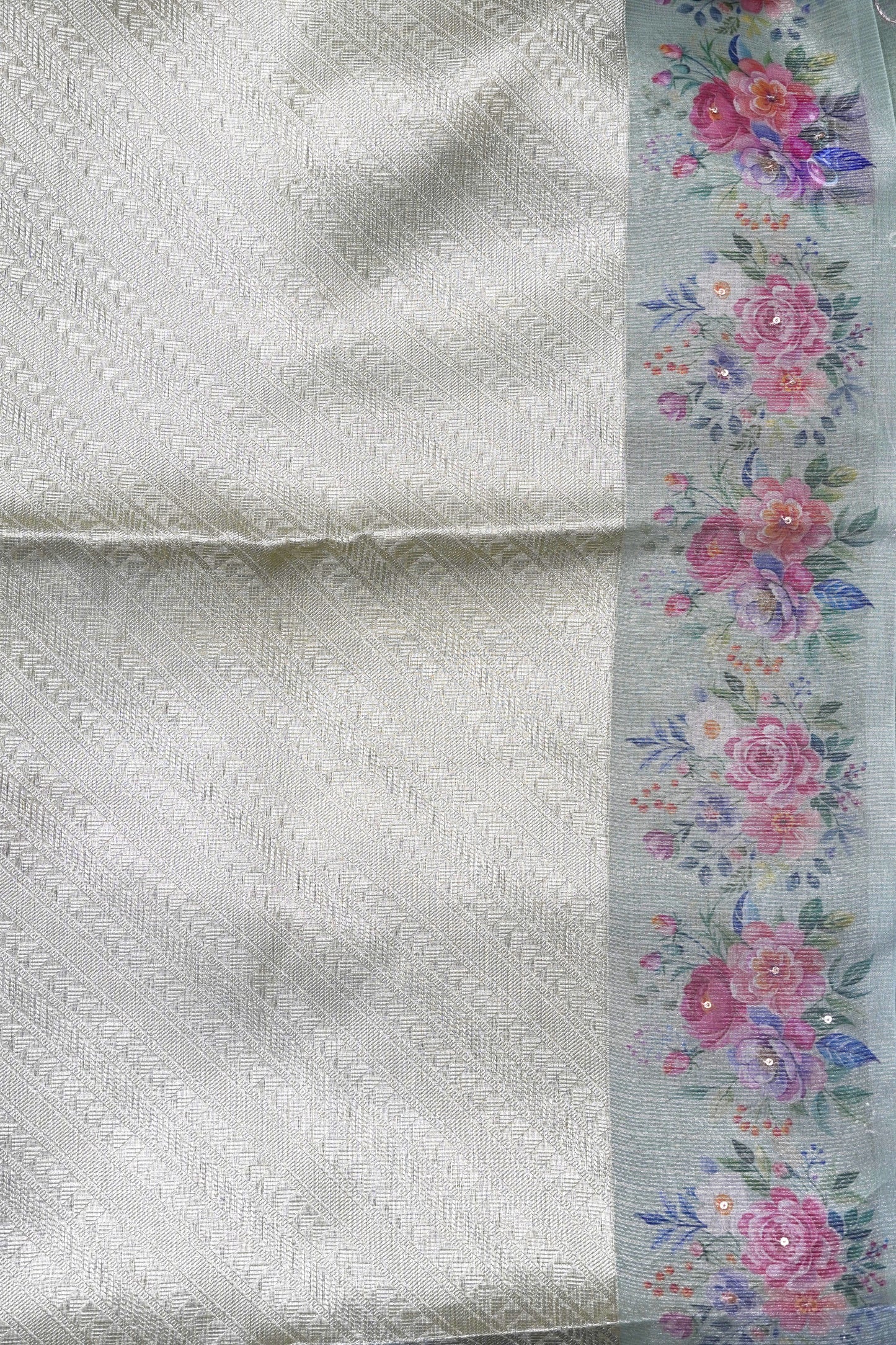 Art Zari Kota Saree - Katch Work Green