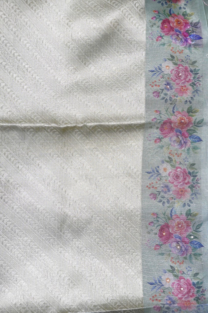 Art Zari Kota Saree - Katch Work Green