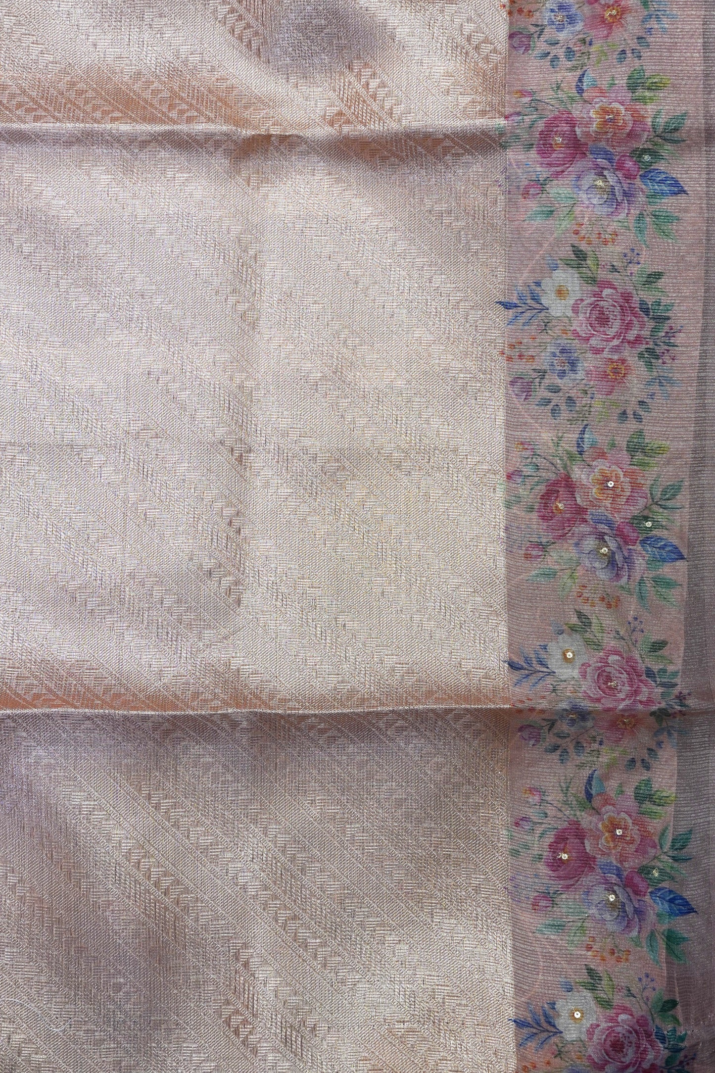 Art Zari Kota Saree - Katch Work Orange