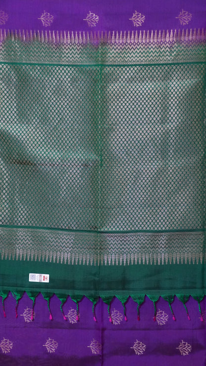 Pure Soft Silk Saree Purple to Bottle Green