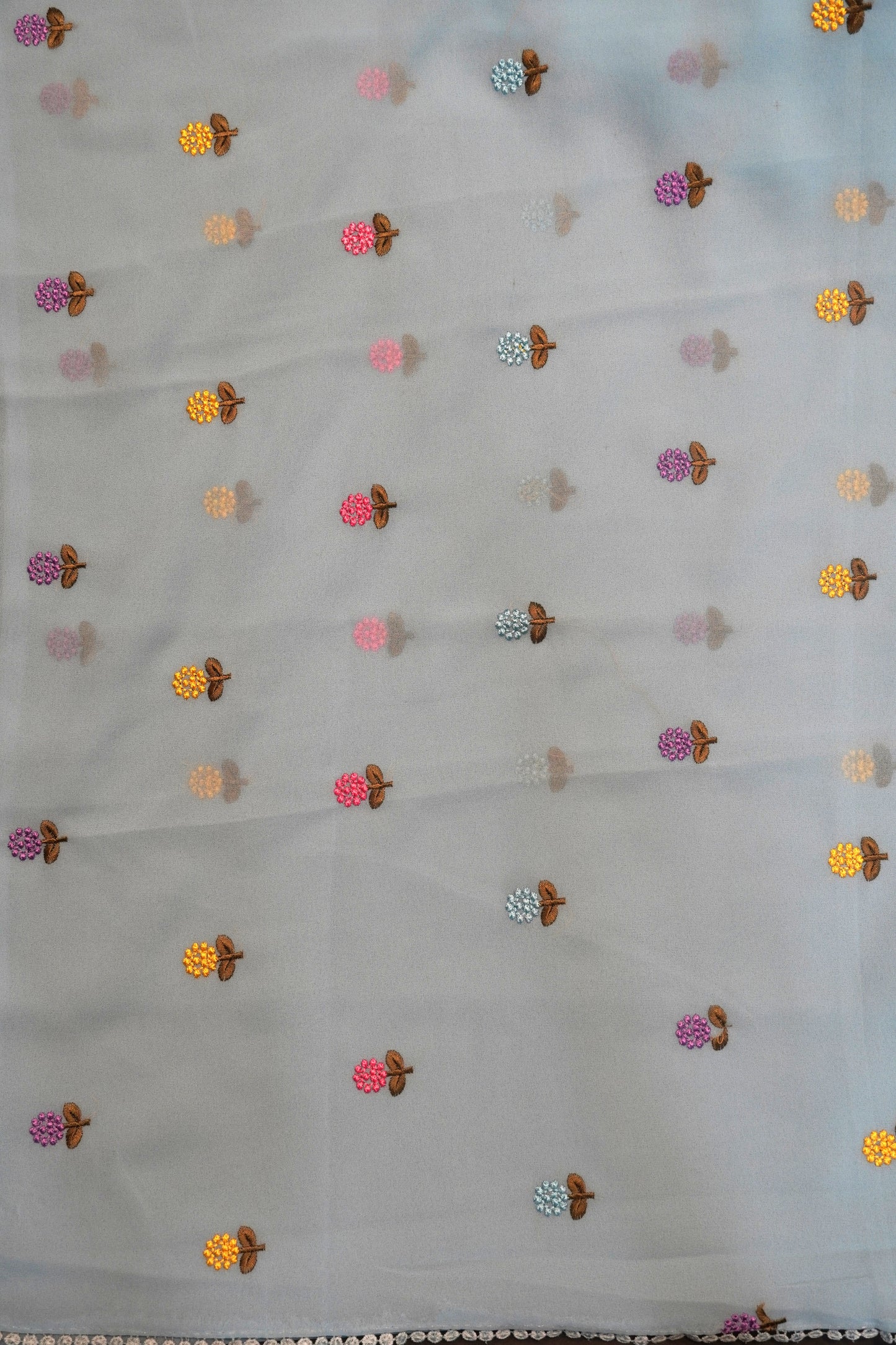 Georget Saree - Round Tread Work Blue