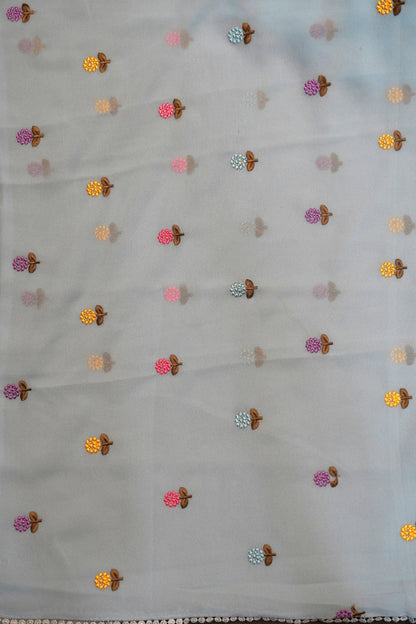 Georget Saree - Round Tread Work Blue