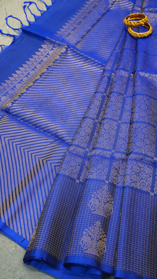 Pure Soft Silk Saree - Blue Zari Lines