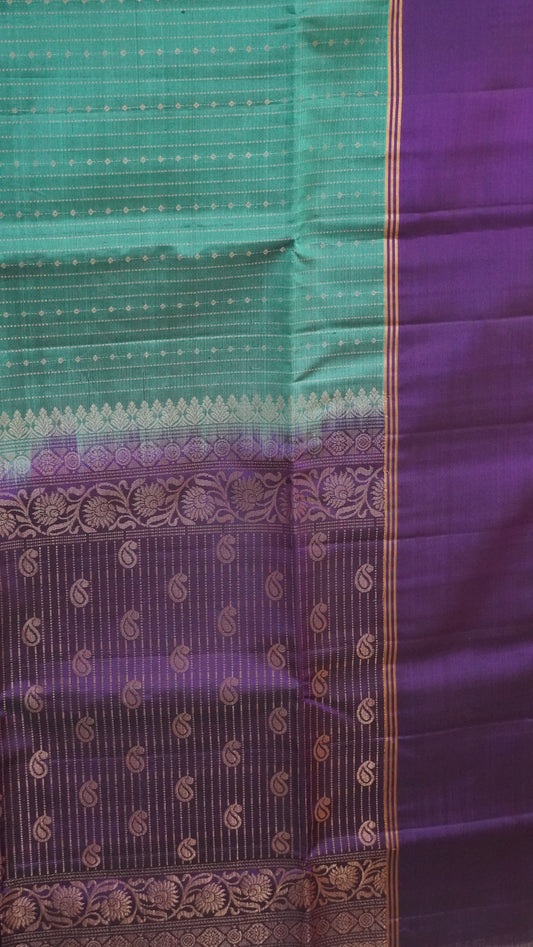 Pure Soft Silk Saree - Peacock Green-Voilet