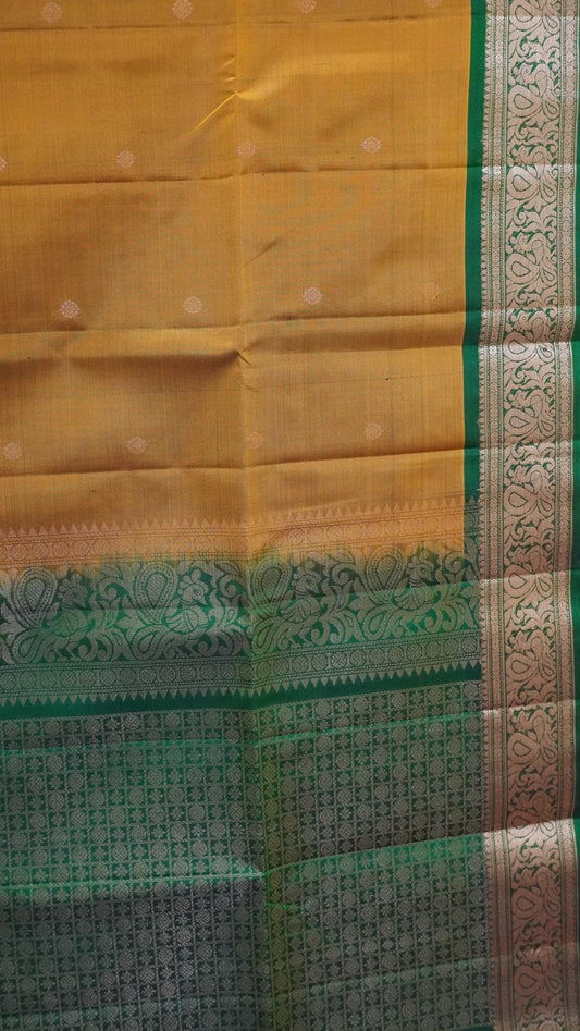 Pure Soft Silk Saree - Mustard-Green