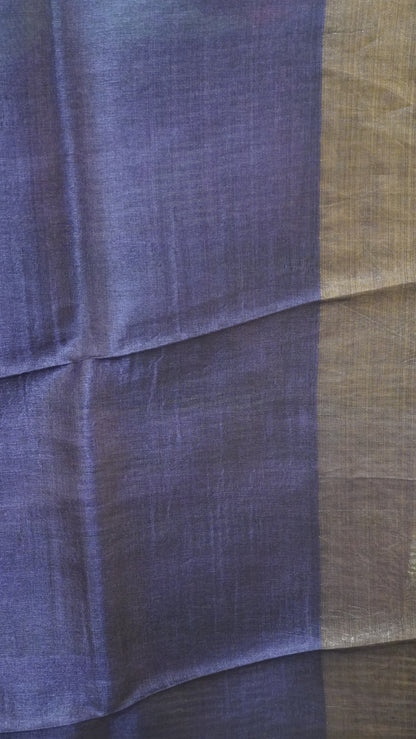 Pure Tussar Saree - Purple Small Dots