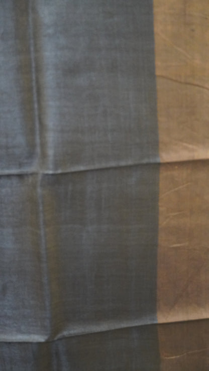 Pure Tussar Saree - Black Small Dots