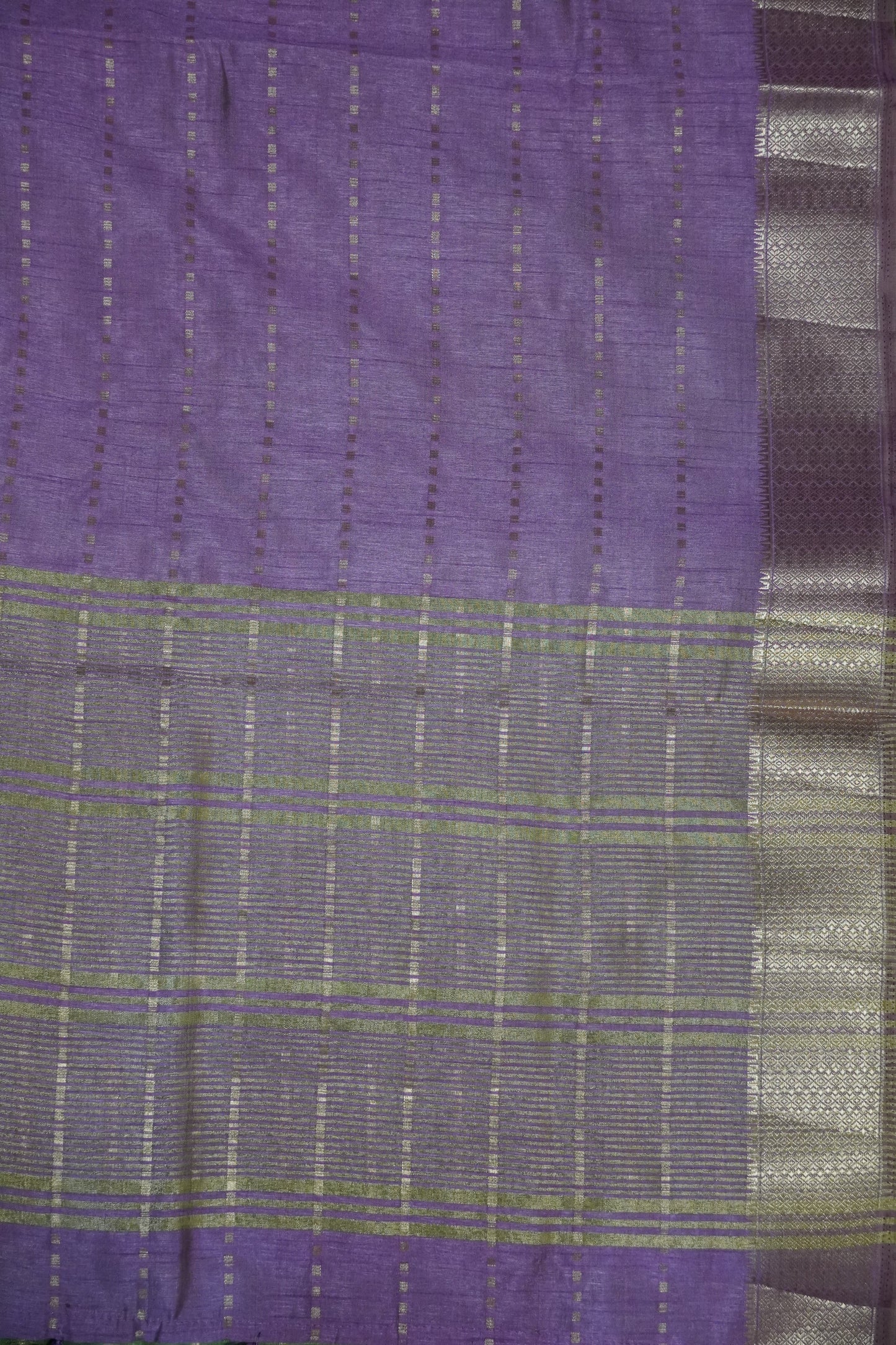 Semi Tussar Saree - Square Buta Purple