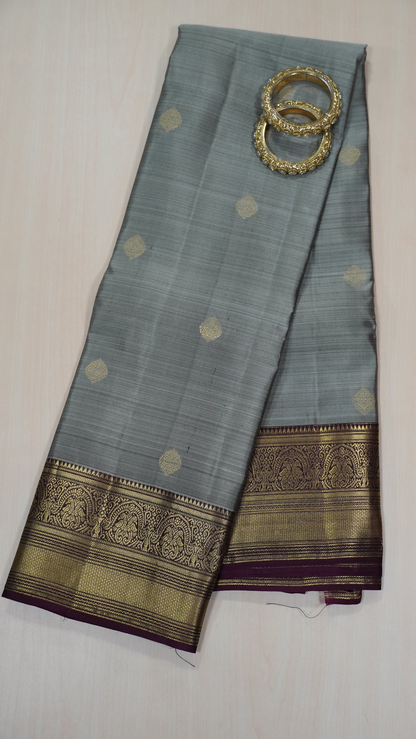 Pure Kanjivaram Silk Saree - Dark Beige