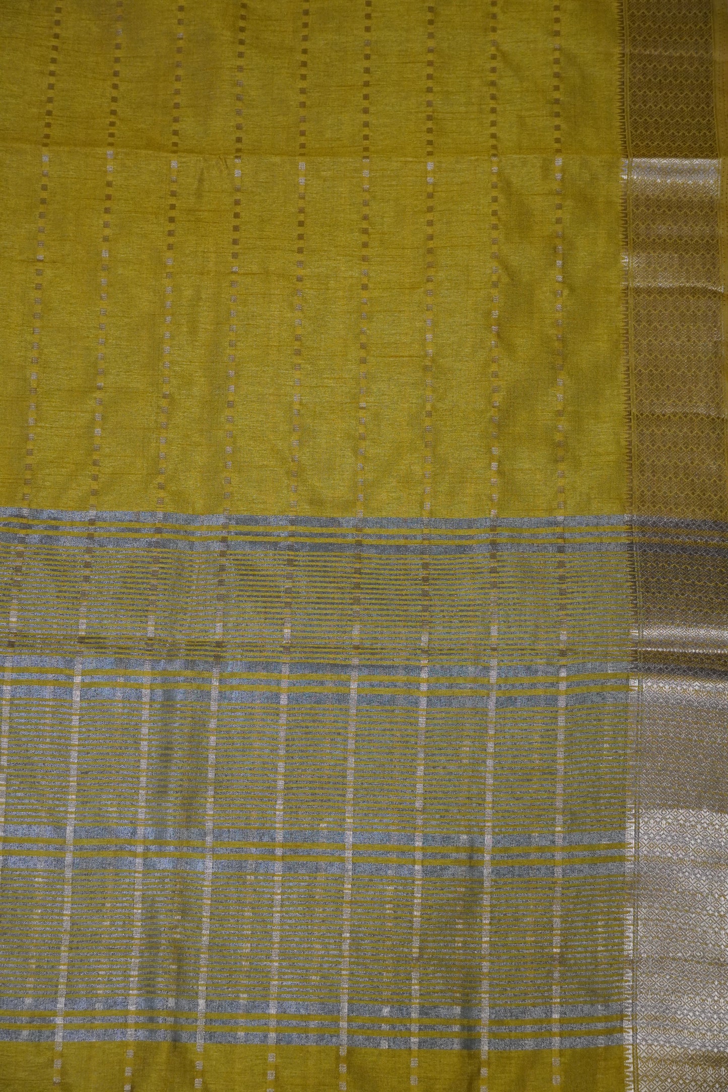 Semi Tussar Saree - Square Buta Yellow