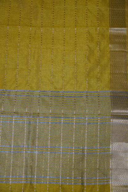 Semi Tussar Saree - Square Buta Yellow