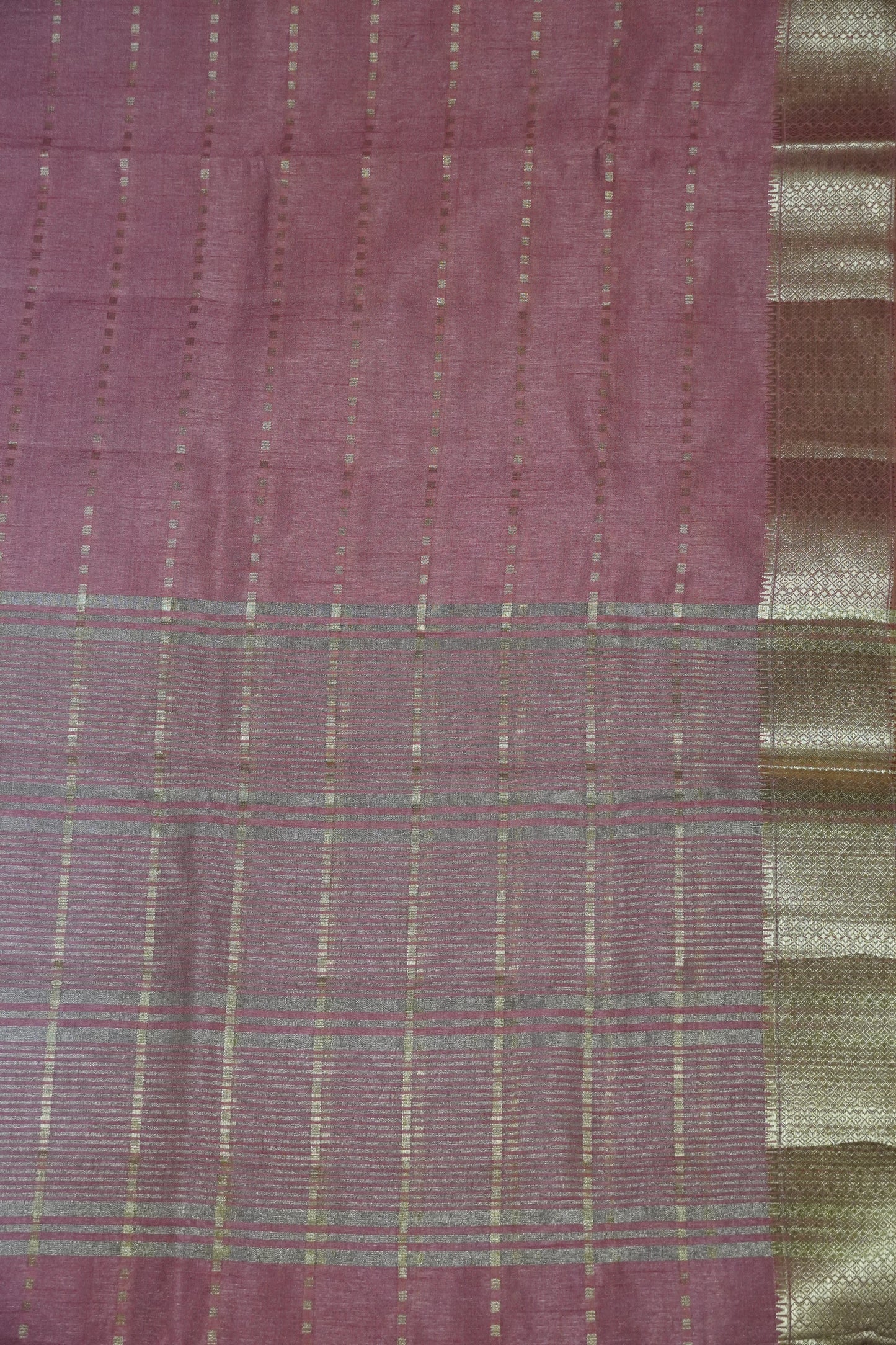 Semi Tussar Saree - Square Buta Pink