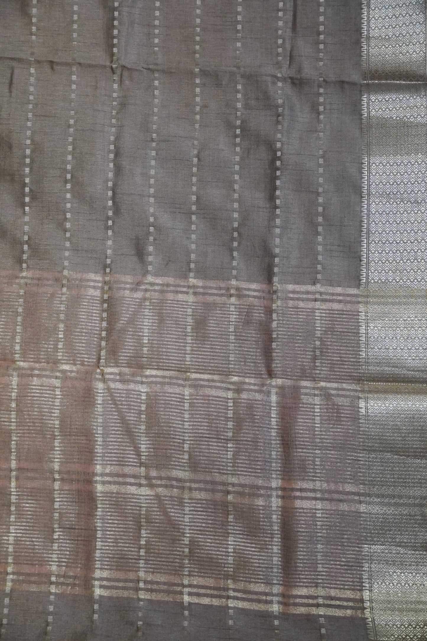 Semi Tussar Saree - Square Buta Beige
