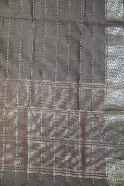 Semi Tussar Saree - Square Buta Beige